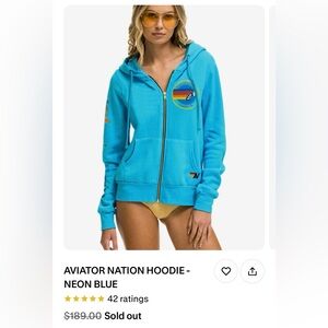 SOLDSOLDSOLDAviator Nation Neon Blue Zip-Up Hoodie Unisex Small